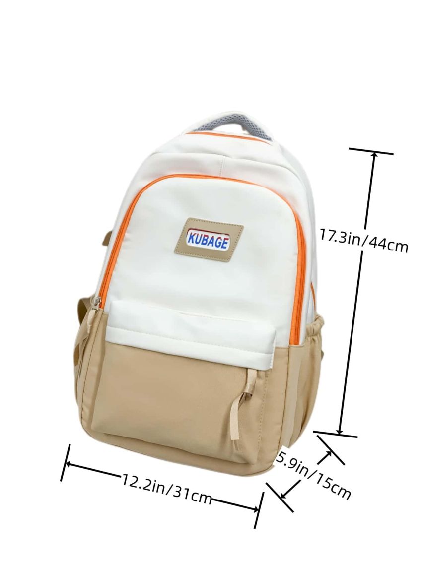 Letter Patch Decor Functional Backpack
