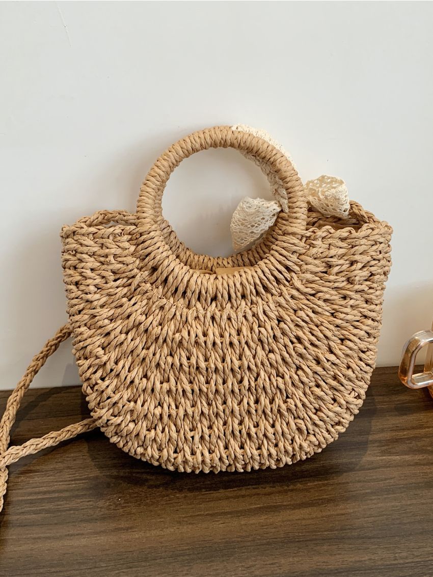 Flower Decor Straw Bag