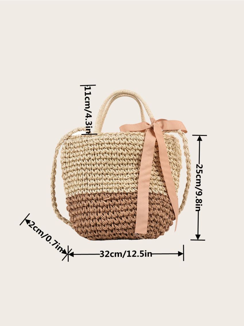 Minimalist Drawstring Design Straw Bag