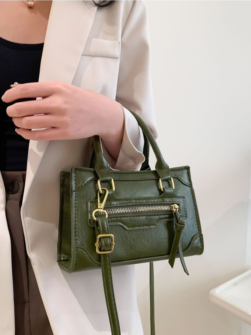 Mini Crocodile Embossed Square Bag