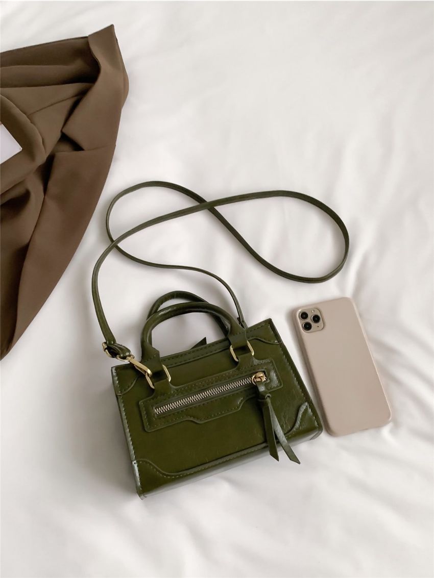 Mini Crocodile Embossed Square Bag