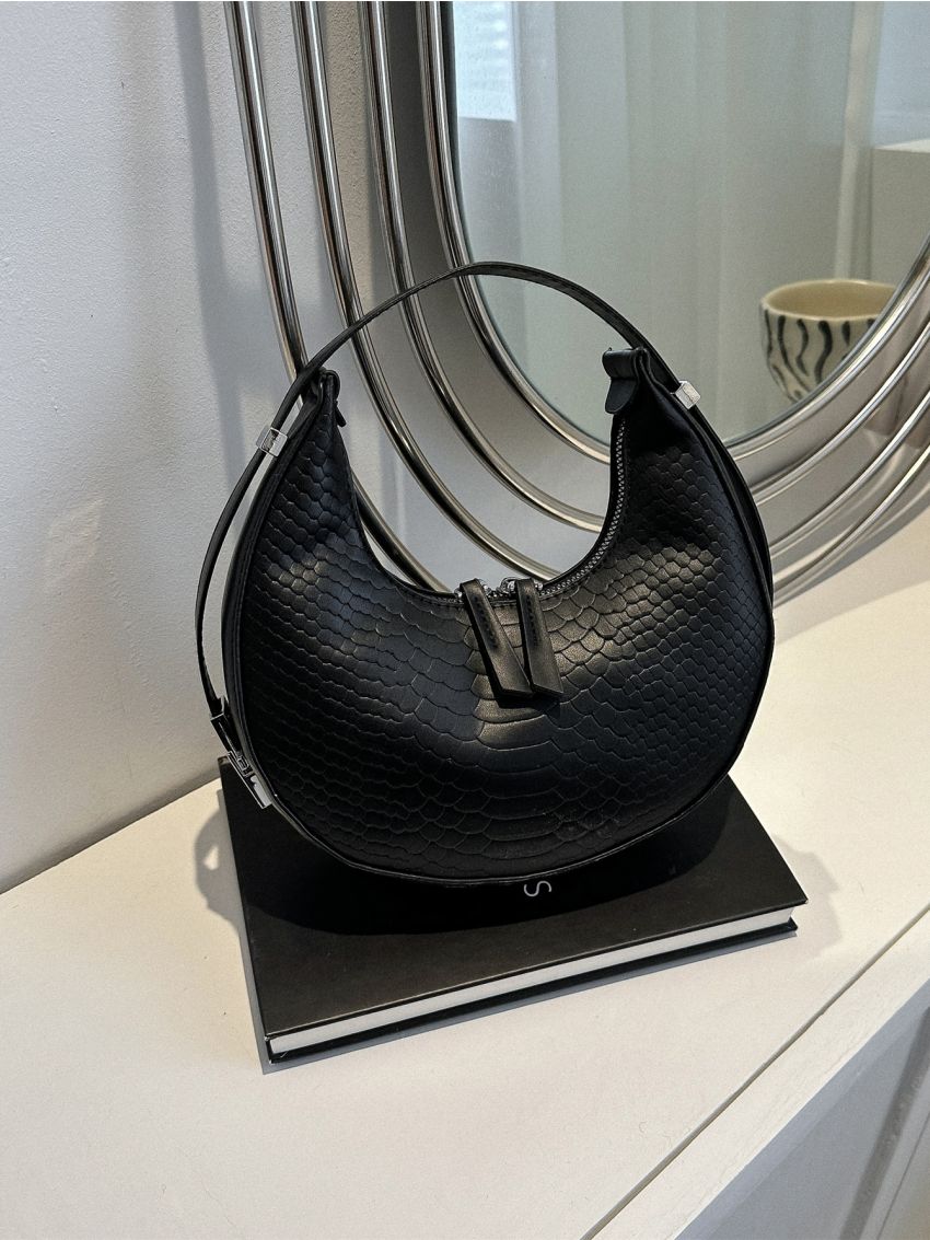 Mini Snakeskin Print Hobo Bag