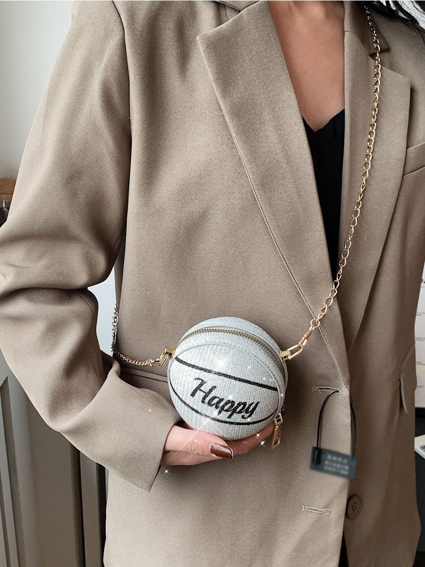 Mini Letter Graphic Chain Circle Bag