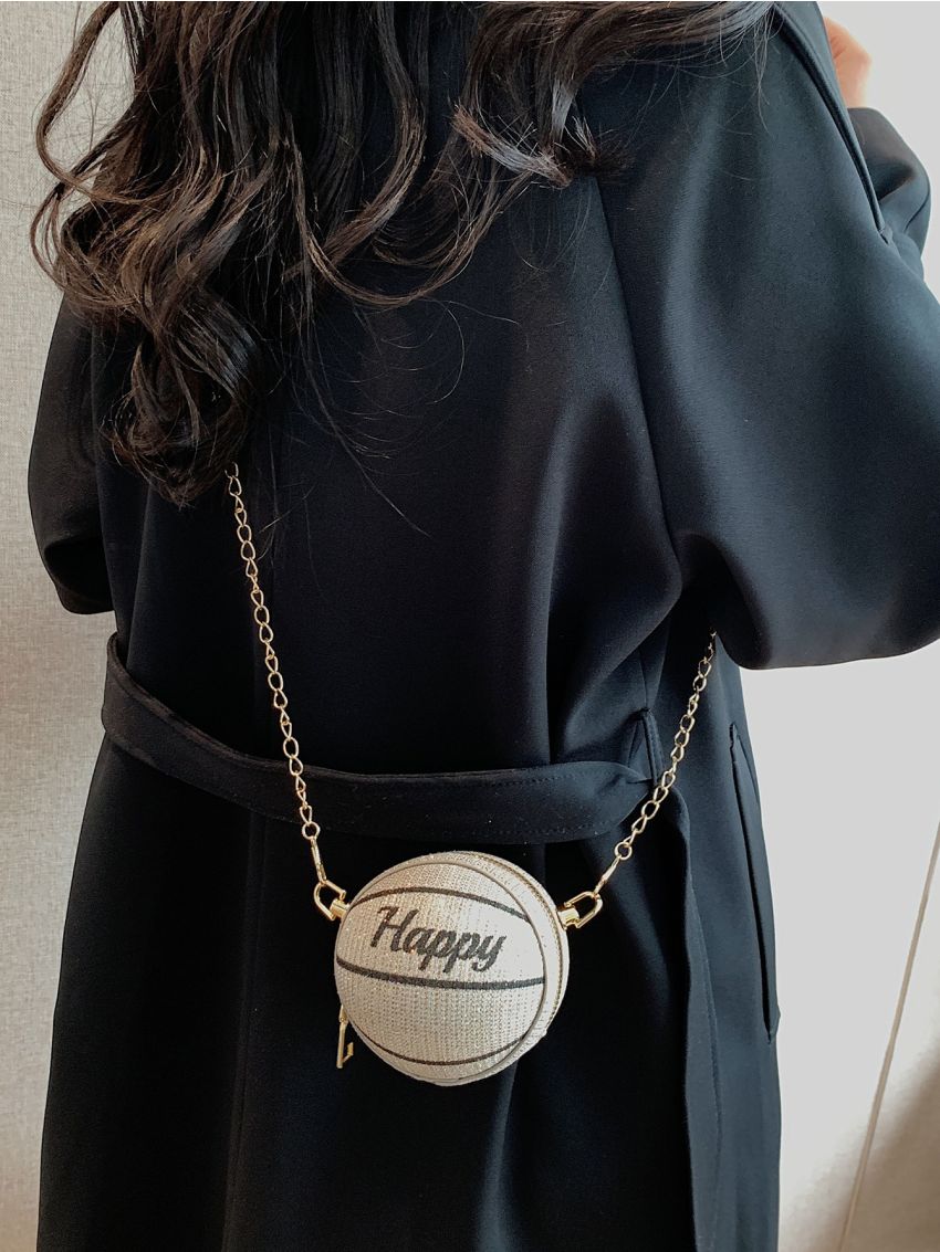 Mini Letter Graphic Chain Circle Bag
