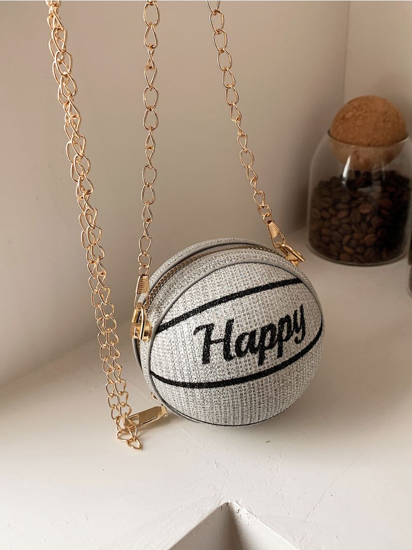 Mini Letter Graphic Chain Circle Bag