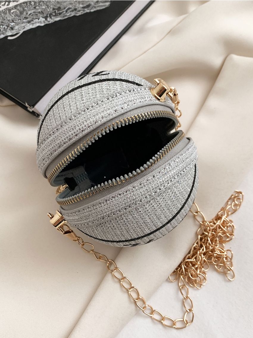 Mini Letter Graphic Chain Circle Bag