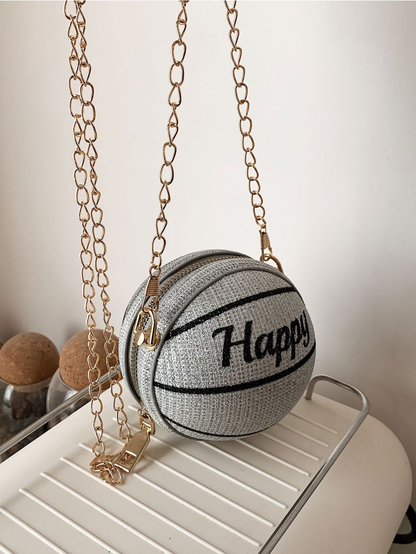 Mini Letter Graphic Chain Circle Bag