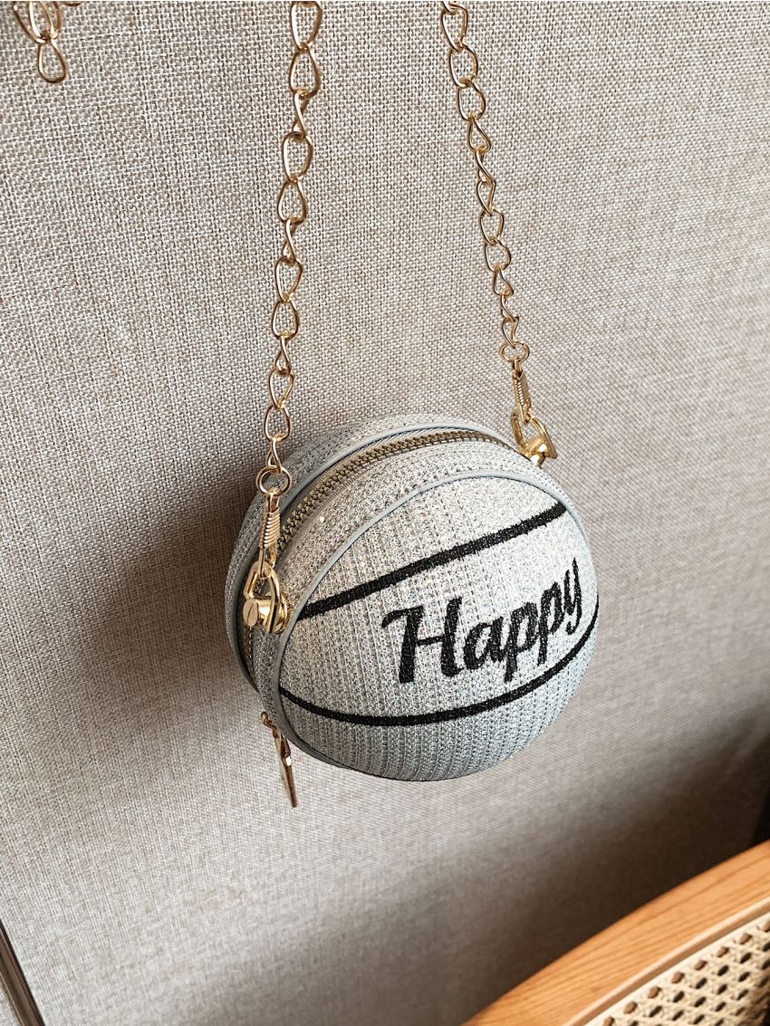 Mini Letter Graphic Chain Circle Bag