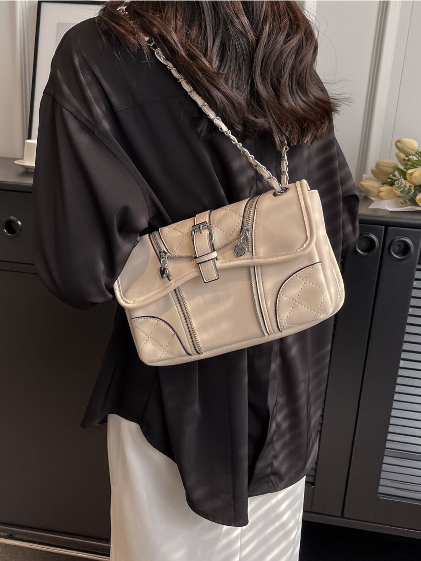 Buckle Decor Flap Square Bag