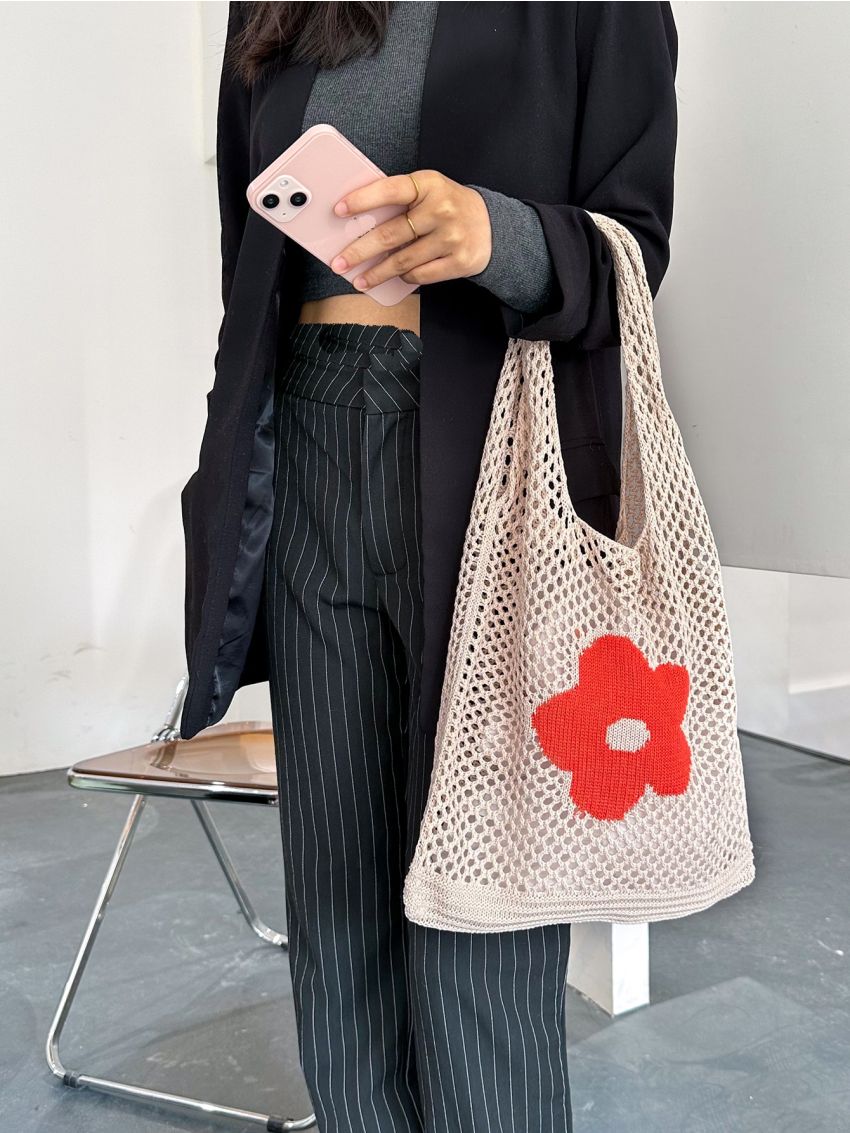 Floral Pattern Hollow Out Crochet Bag