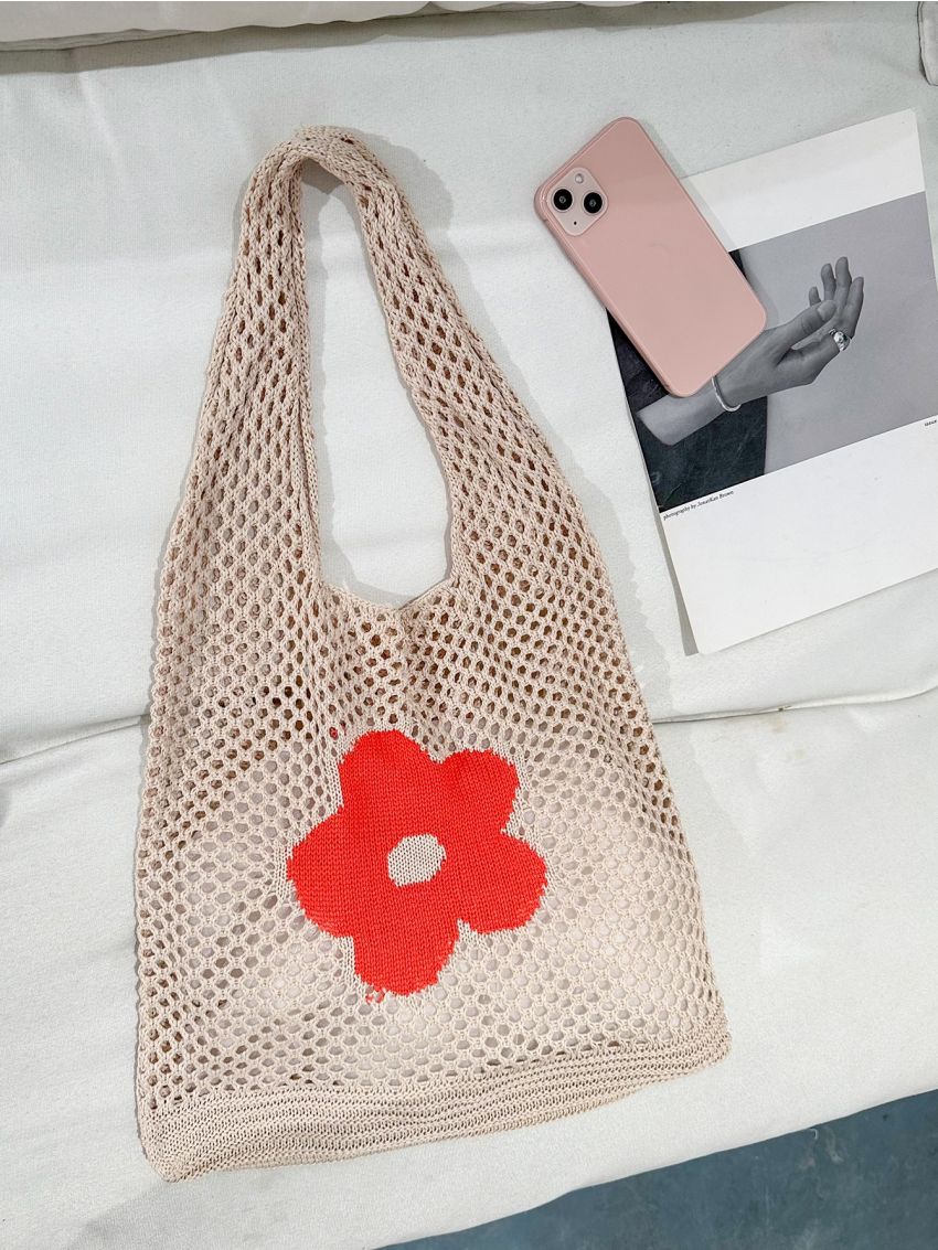 Floral Pattern Hollow Out Crochet Bag