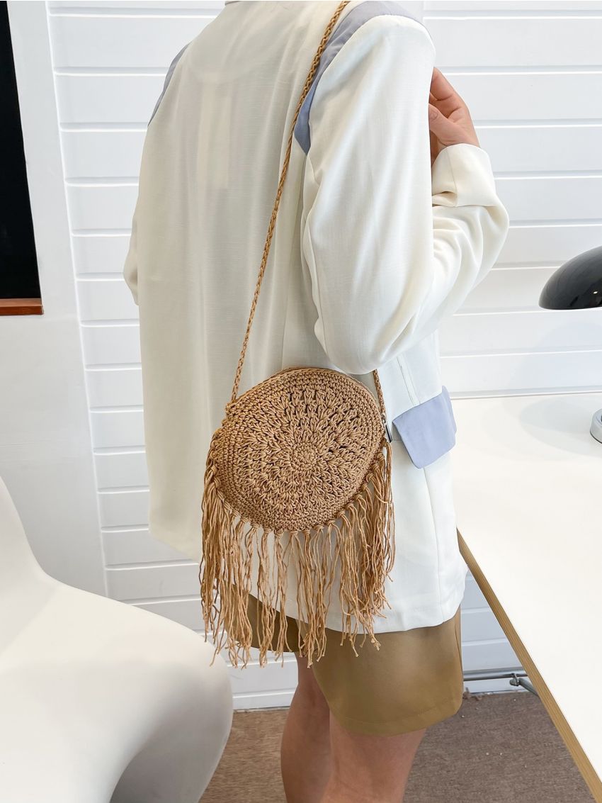 Mini Fringe Decor Straw Bag