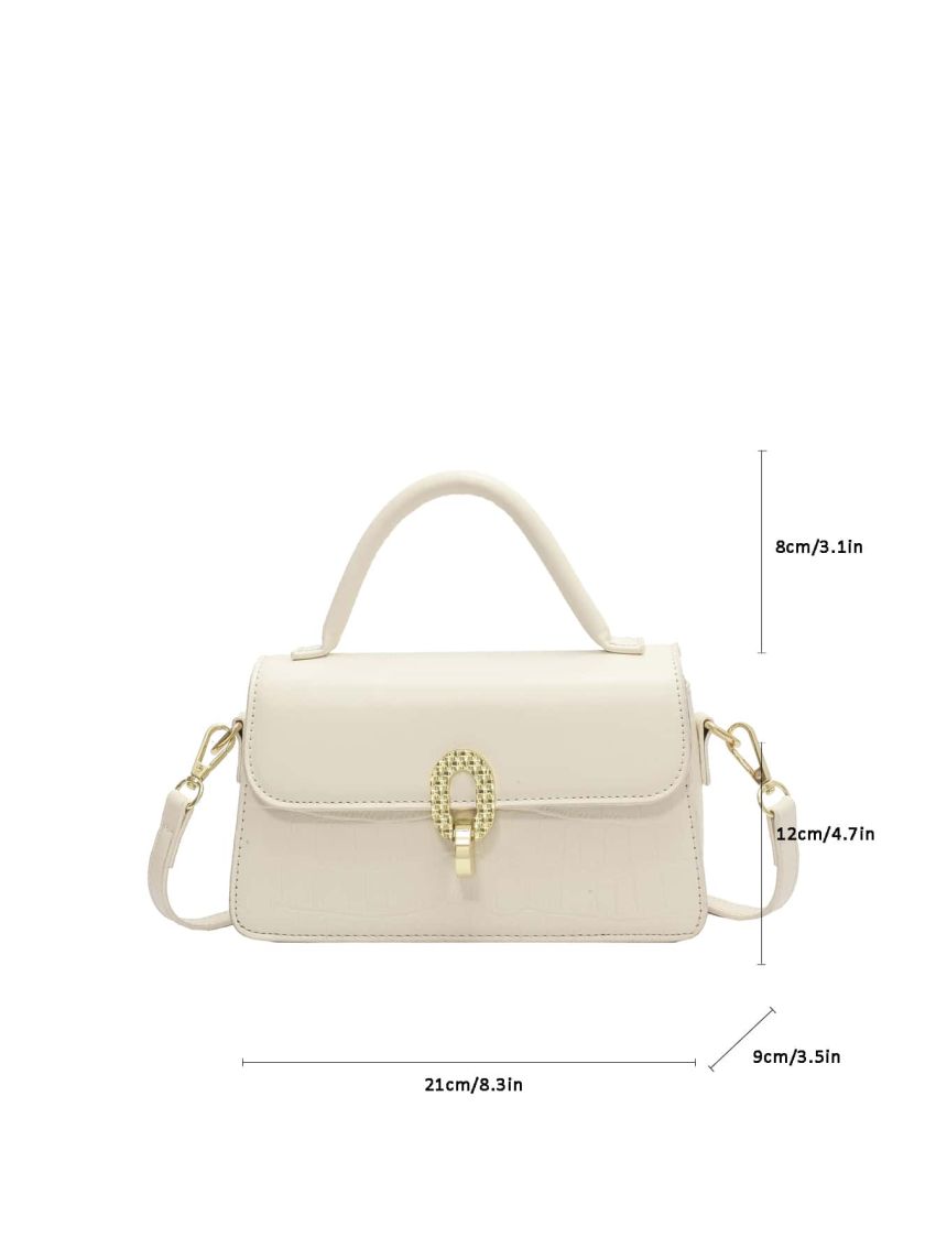 Crocodile Embossed Flap Square Bag