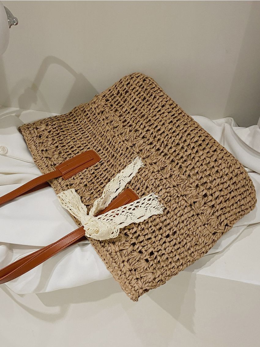 Twilly Scarf Decor Straw Bag