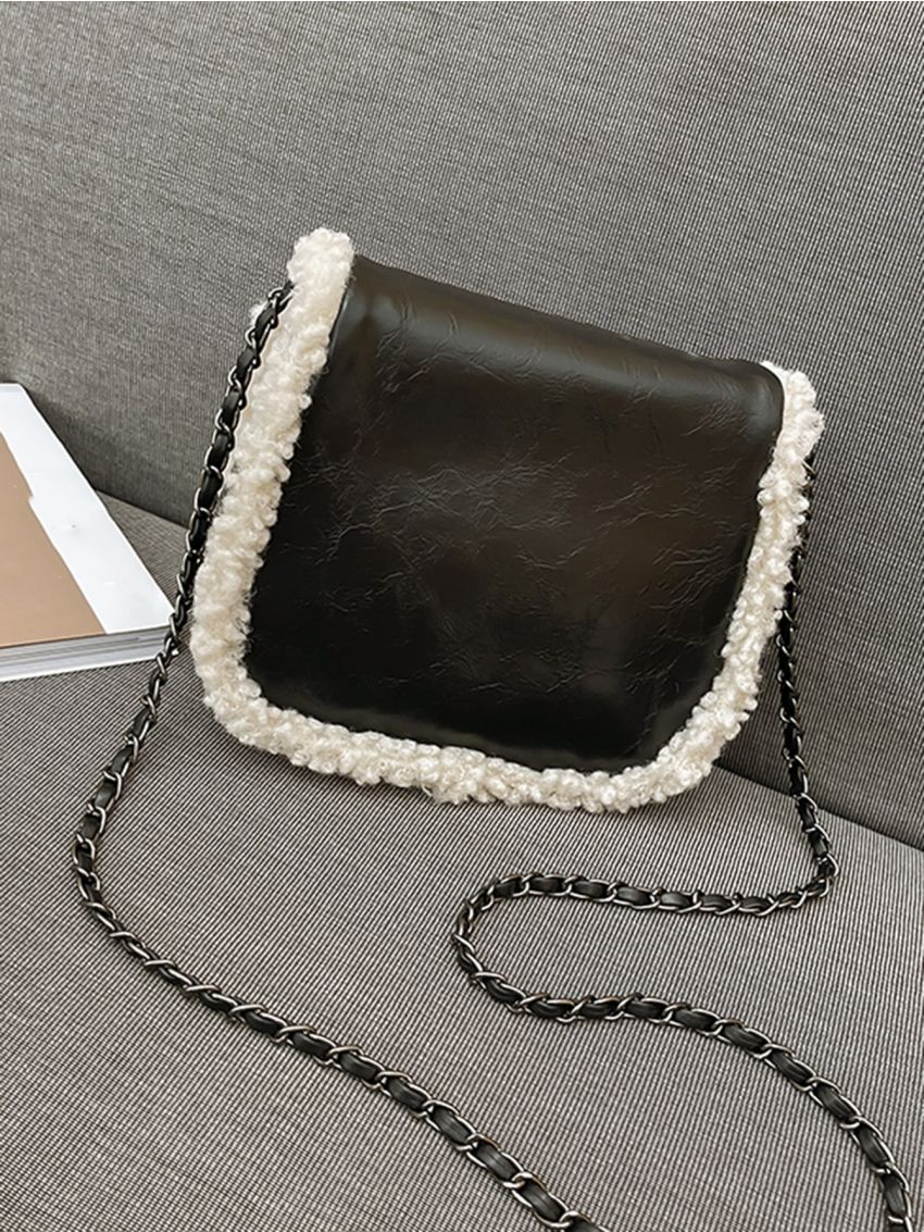 Mini Contrast Binding Chain Square Bag