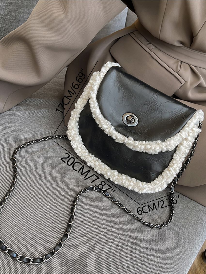 Mini Contrast Binding Chain Square Bag