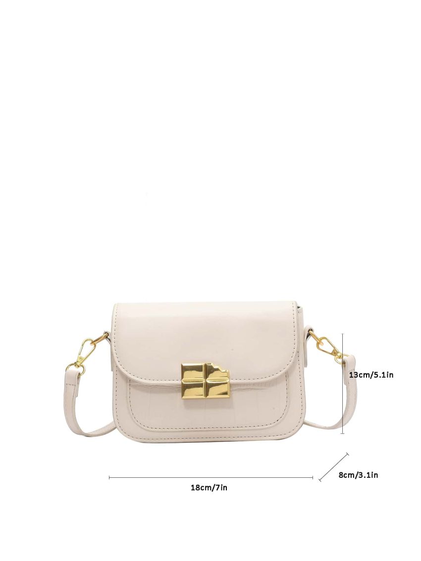 Mini Geometric Embossed Metal Lock Flap Square Bag