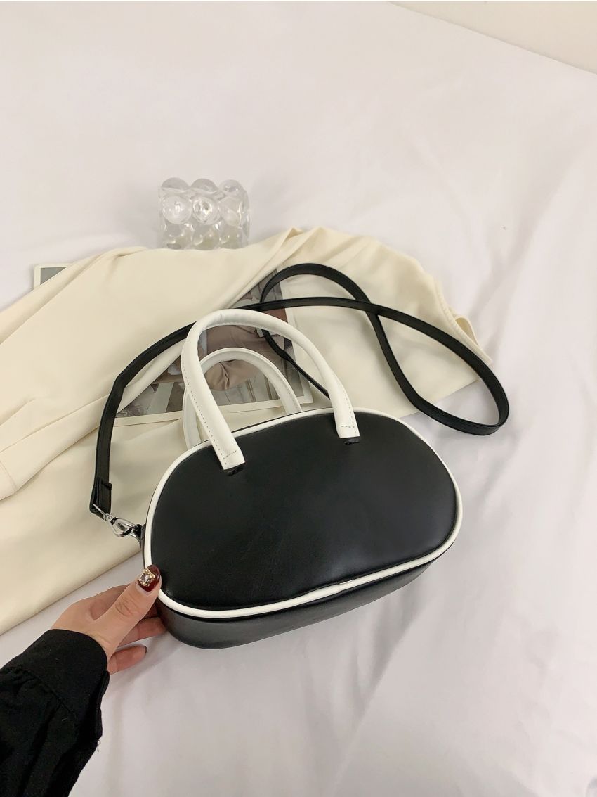 Striped Detail Number Graphic Novelty Bag