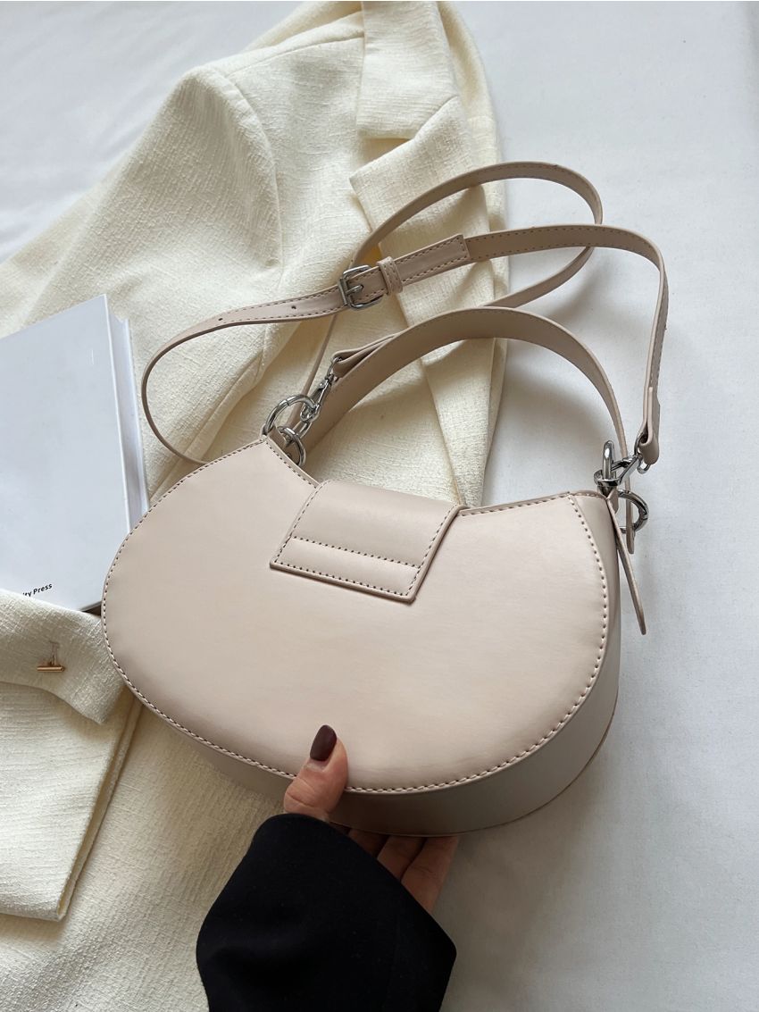 Metal Decor Flap Hobo Bag