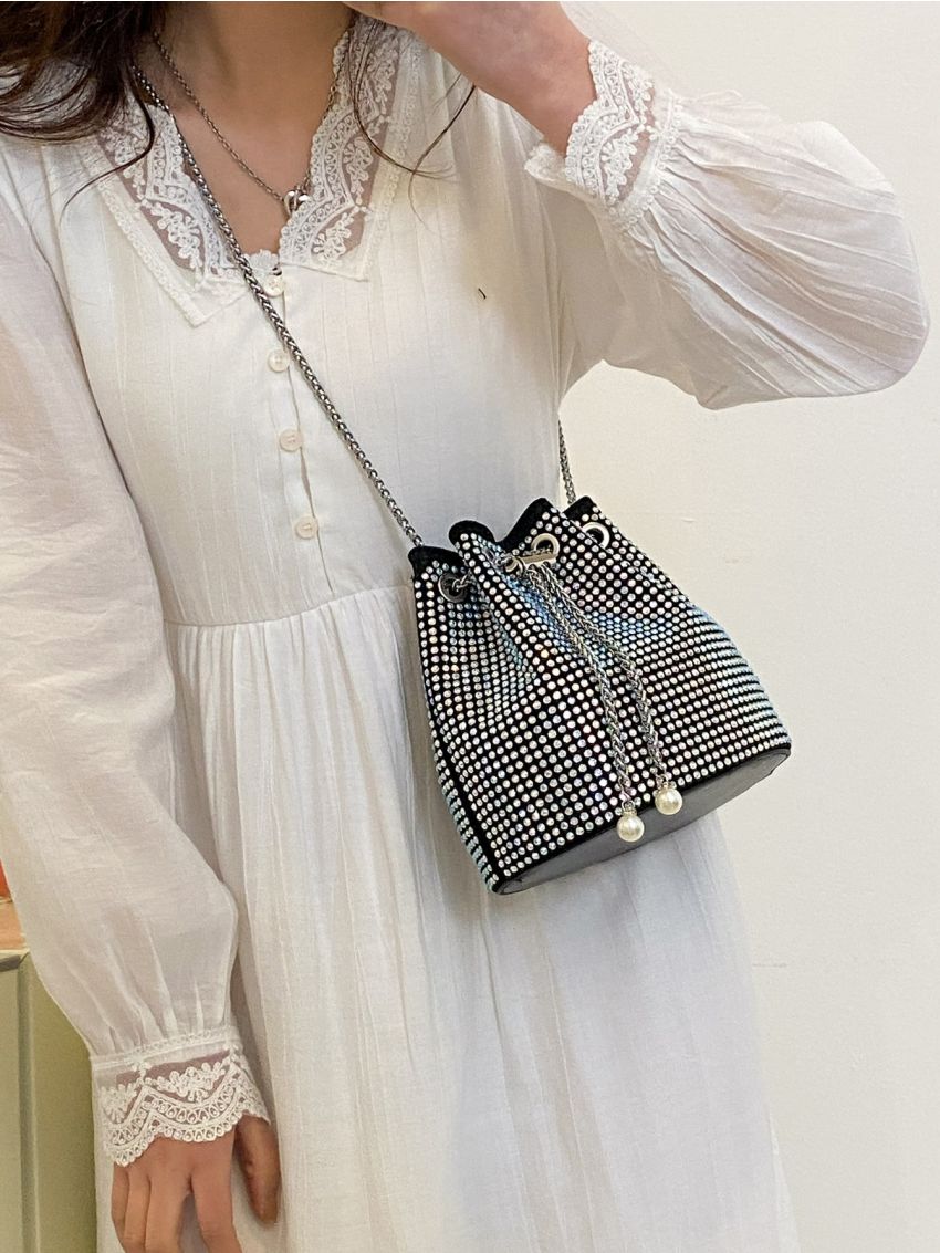 Mini Studded Decor Bucket Bag, Clear Bag