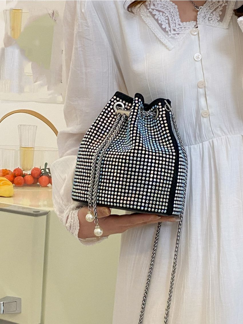 Mini Studded Decor Bucket Bag, Clear Bag