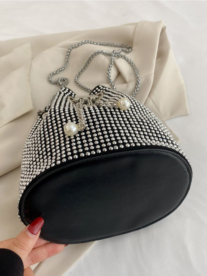 Mini Studded Decor Bucket Bag, Clear Bag