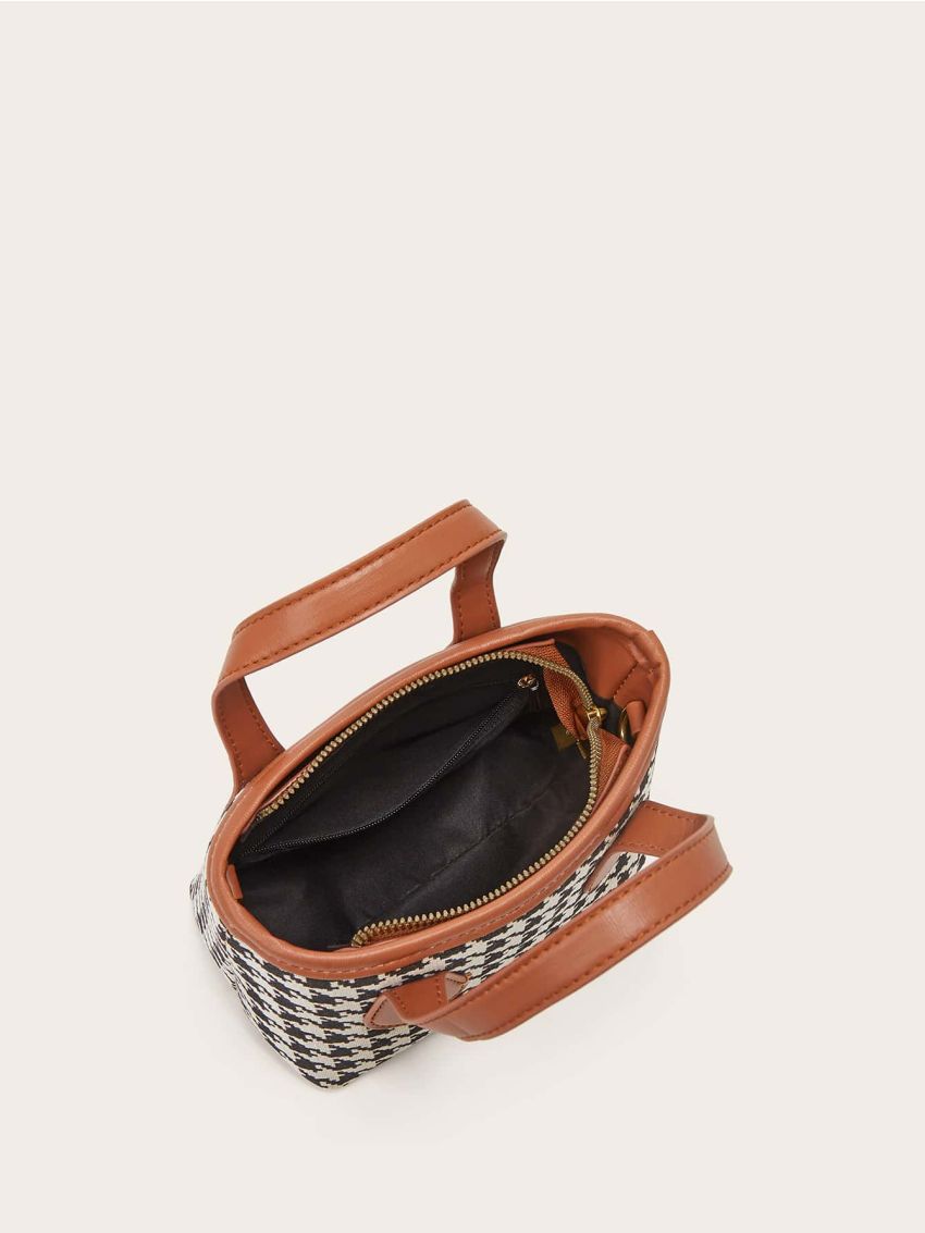 Mini Houndstooth Pattern Square Bag