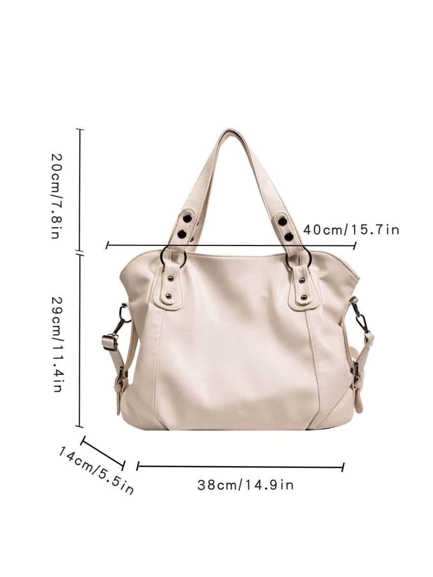 Studded Decor Shoulder Tote Bag