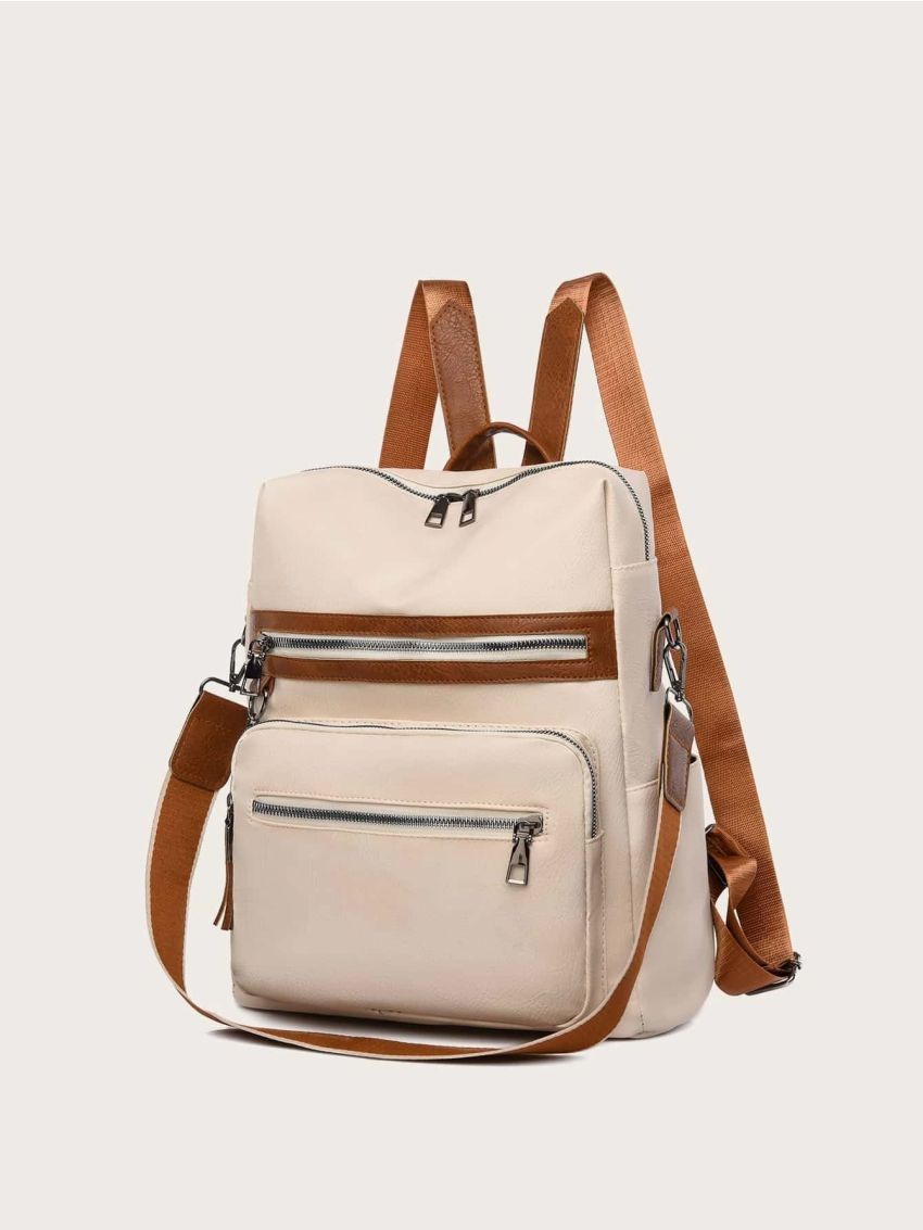 Tassel Decor Pocket Front Backpack