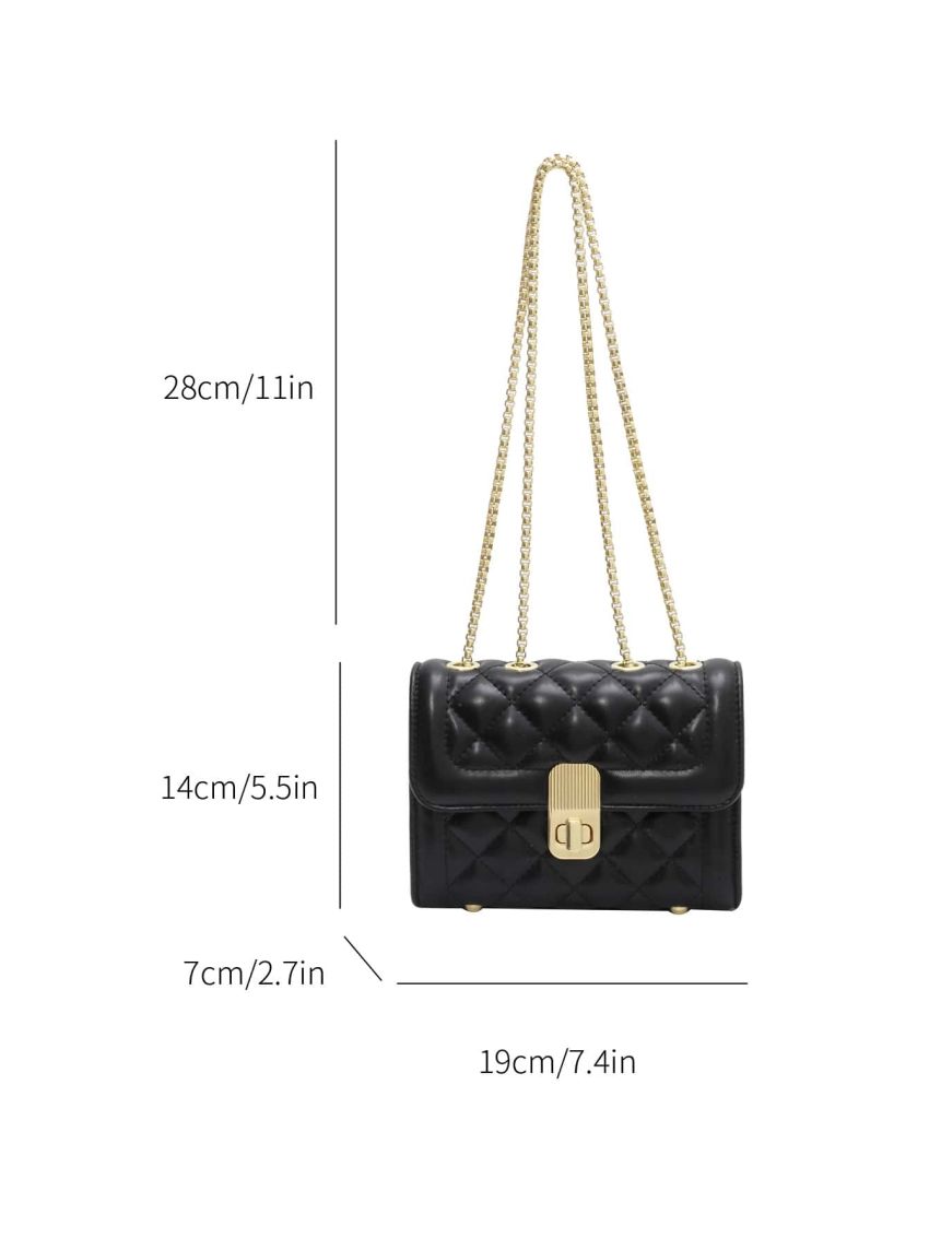 Mini Quilted Pattern Chain Square Bag