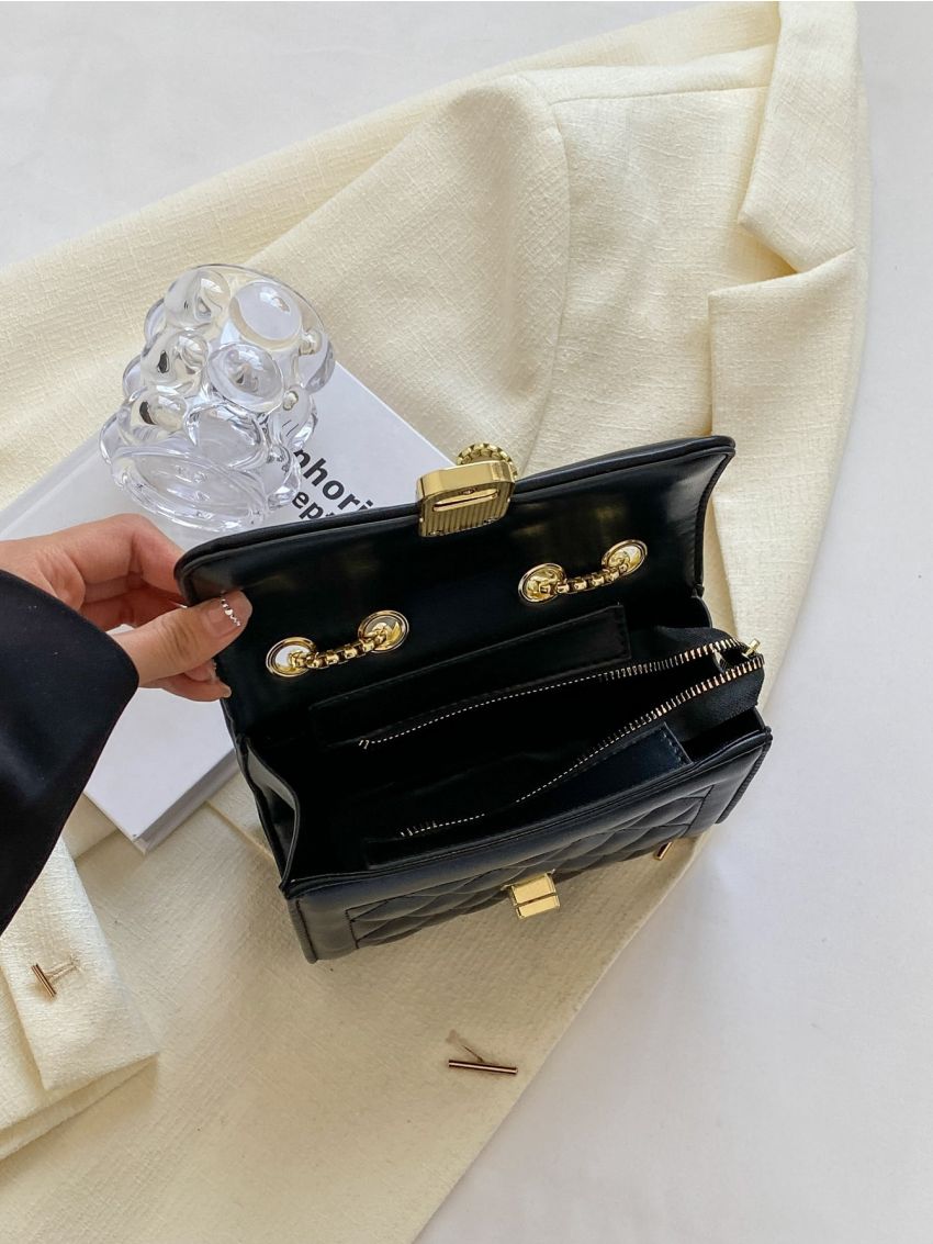 Mini Quilted Pattern Chain Square Bag