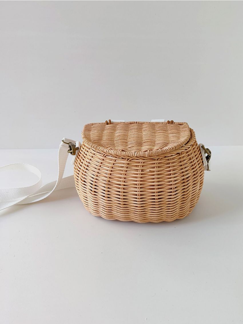 Small Backpack Basket Children Bicycle Basket Handmade Rattan Bag Basket Kid's Backpack