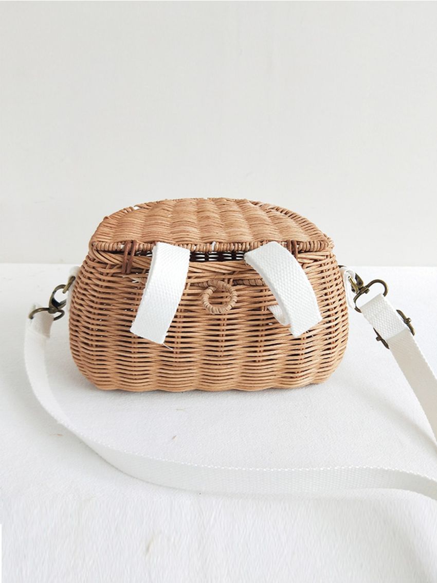 Small Backpack Basket Children Bicycle Basket Handmade Rattan Bag Basket Kid's Backpack
