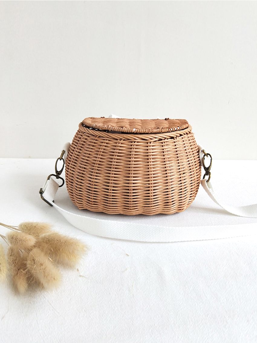 Small Backpack Basket Children Bicycle Basket Handmade Rattan Bag Basket Kid's Backpack