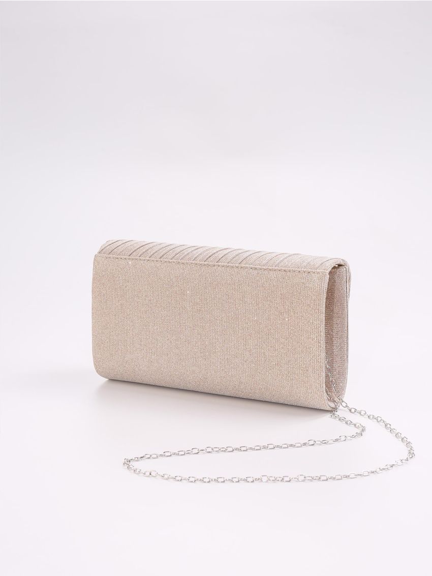 Glitter Pleated Detail Flap Envelope Bag
