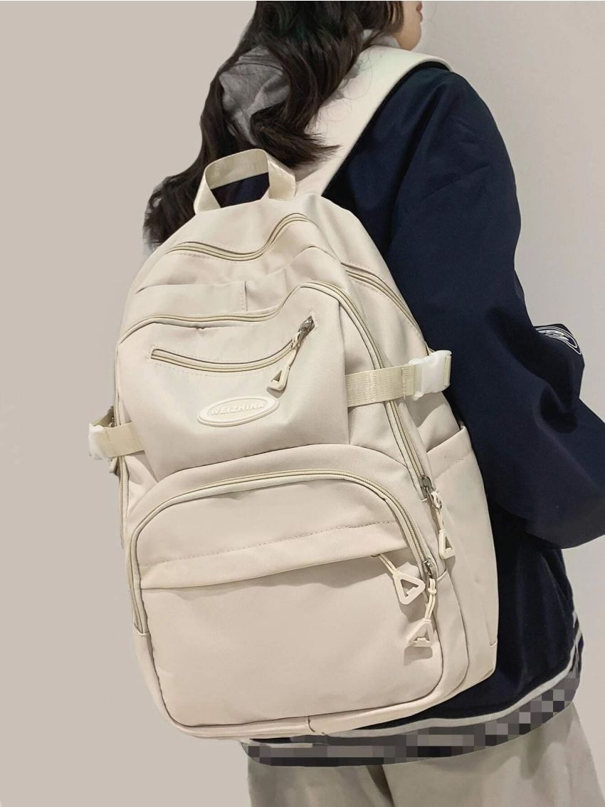 Letter Patch Decor Functional Backpack