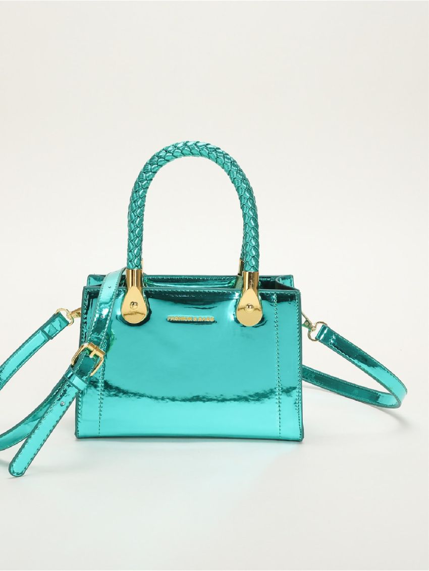 Mini Metallic Braided Detail Square Bag