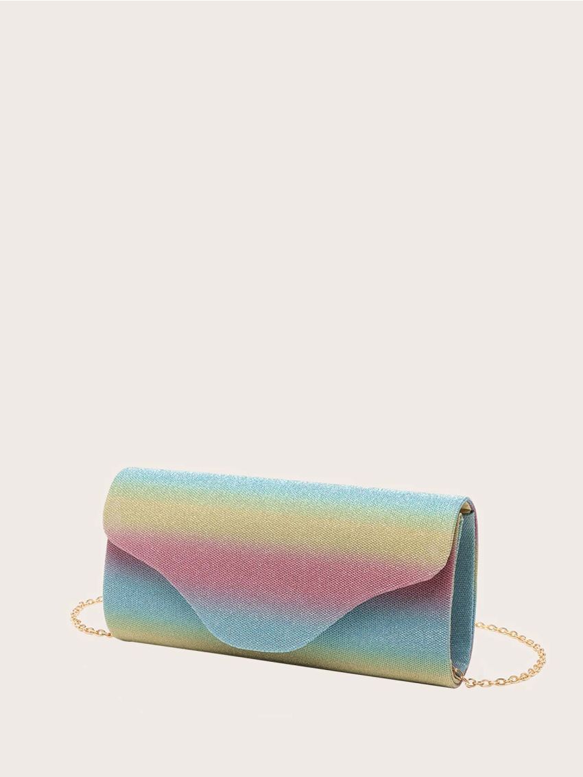 Glitter Color Block Flap Envelope Bag