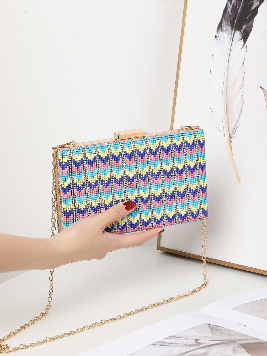 Mini Colorblock Chain Box Bag