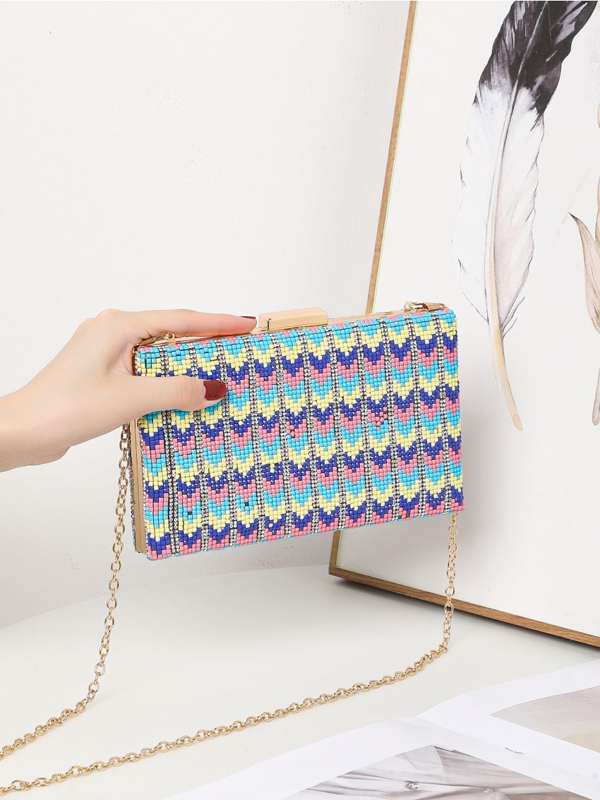 Mini Colorblock Chain Box Bag