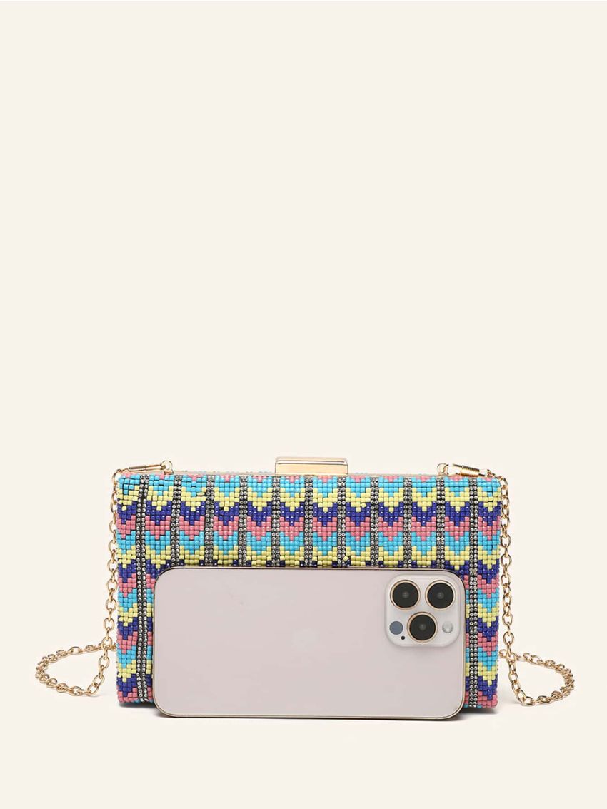 Mini Colorblock Chain Box Bag