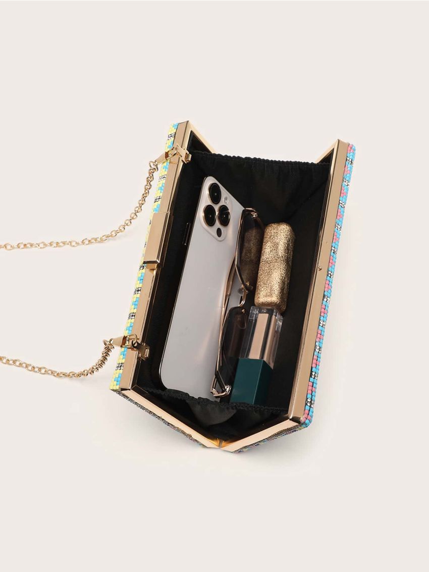 Mini Colorblock Chain Box Bag