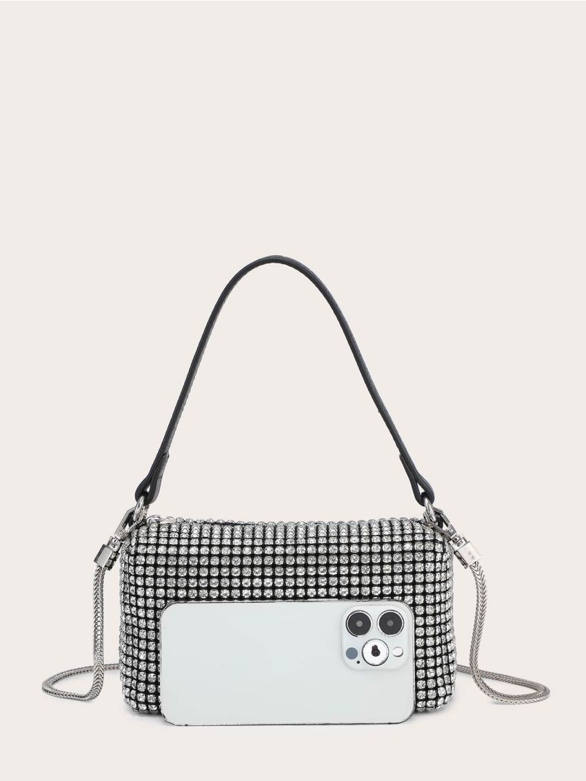 Mini Rhinestone Decor Chain Square Bag