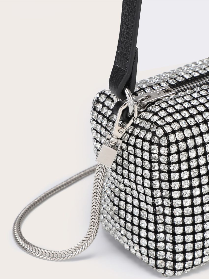 Mini Rhinestone Decor Chain Square Bag