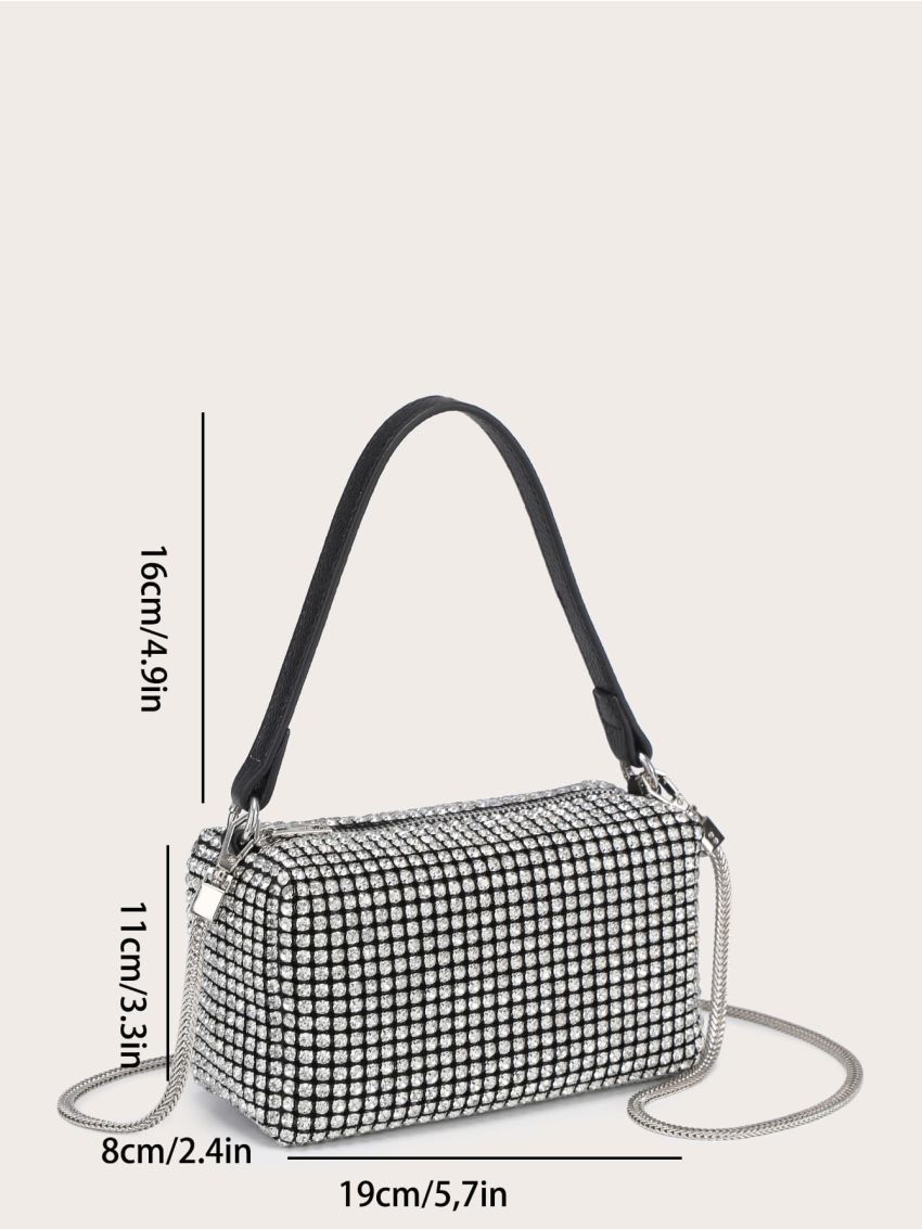 Mini Rhinestone Decor Chain Square Bag