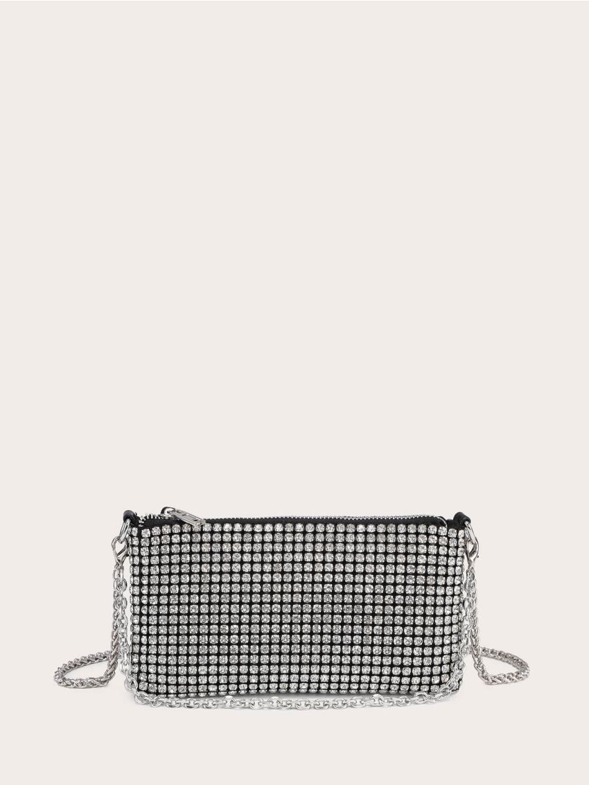 Mini Rhinestone Decor Chain Square Bag