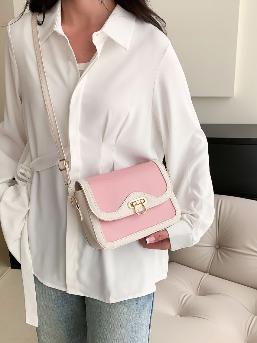 Mini Two Tone Flap Square Bag