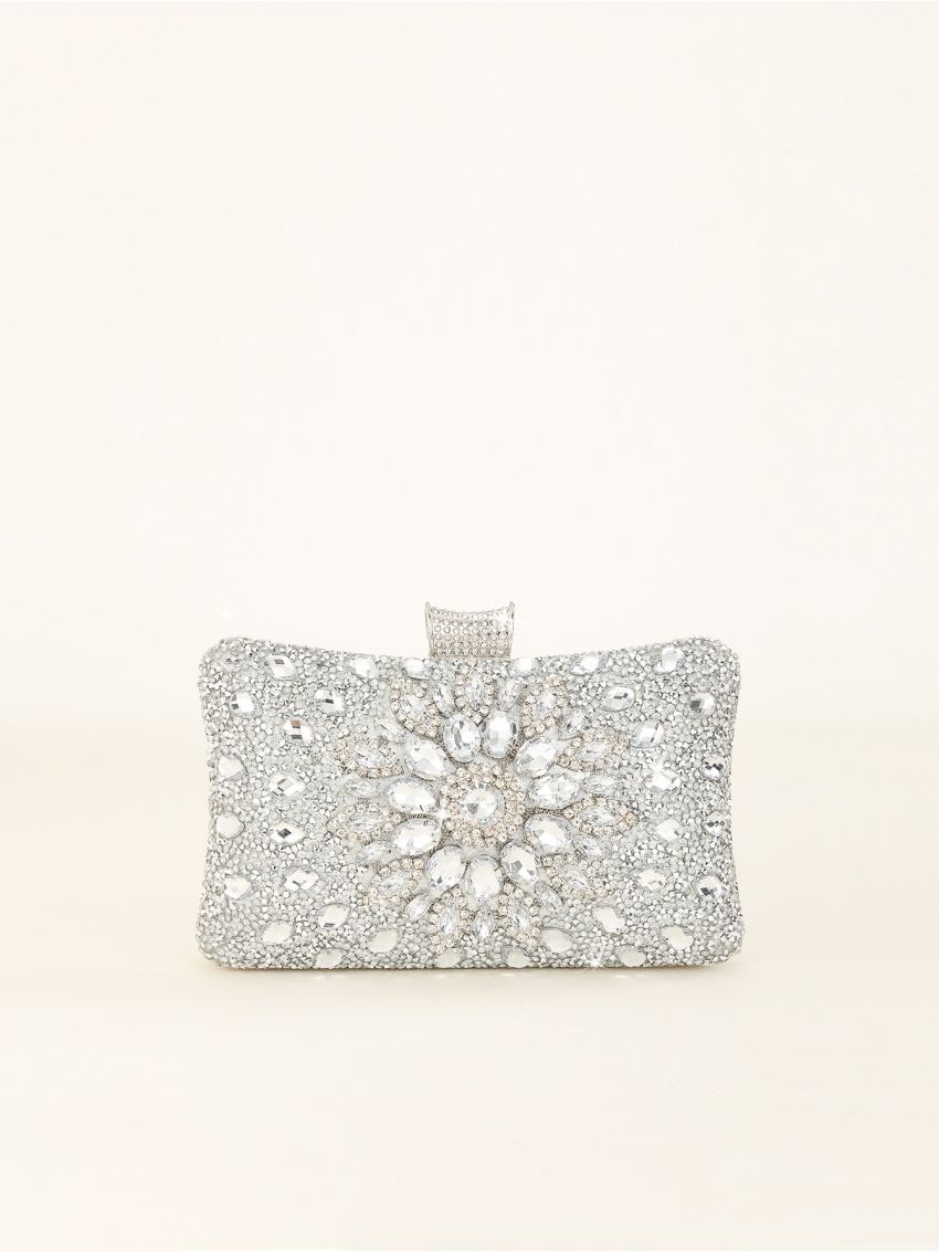 Rhinestone Decor Chain Box Bag