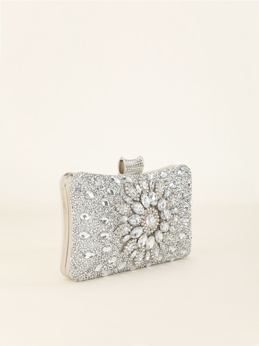 Rhinestone Decor Chain Box Bag