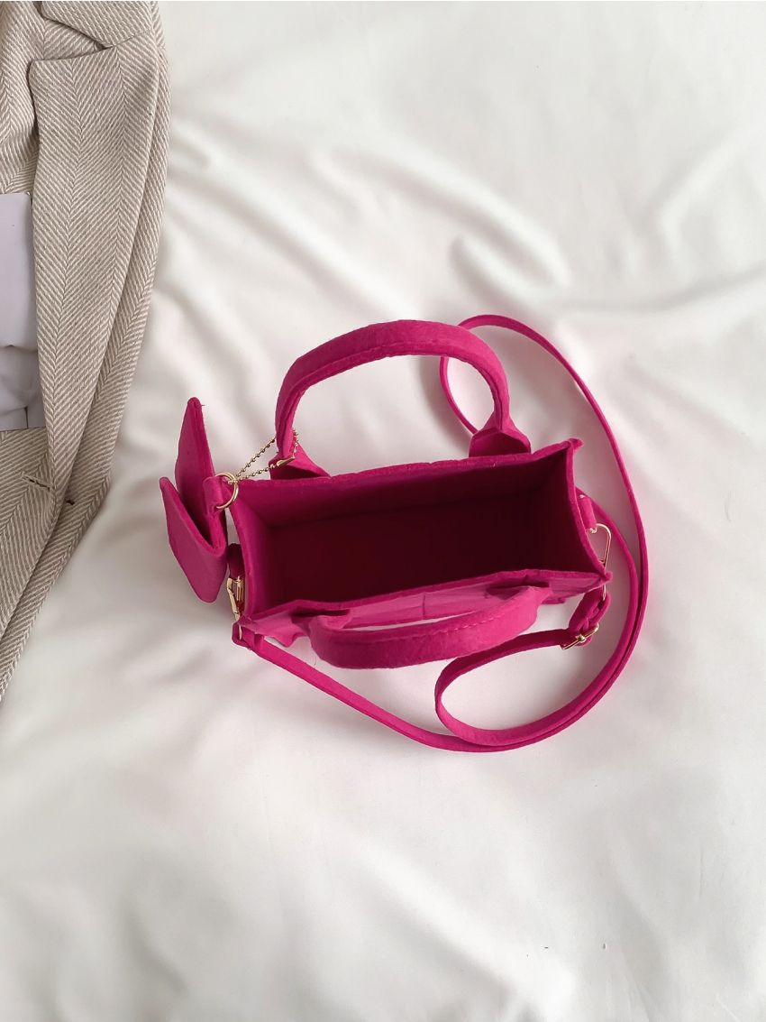 Neon Pink Quilted Square Bag With Coin Purse